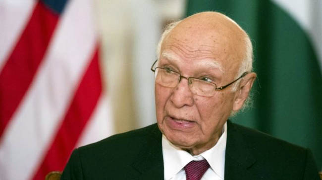 سرتاج عزيز: پاکستان به صلح افغانستان اهميت زياد قايل است